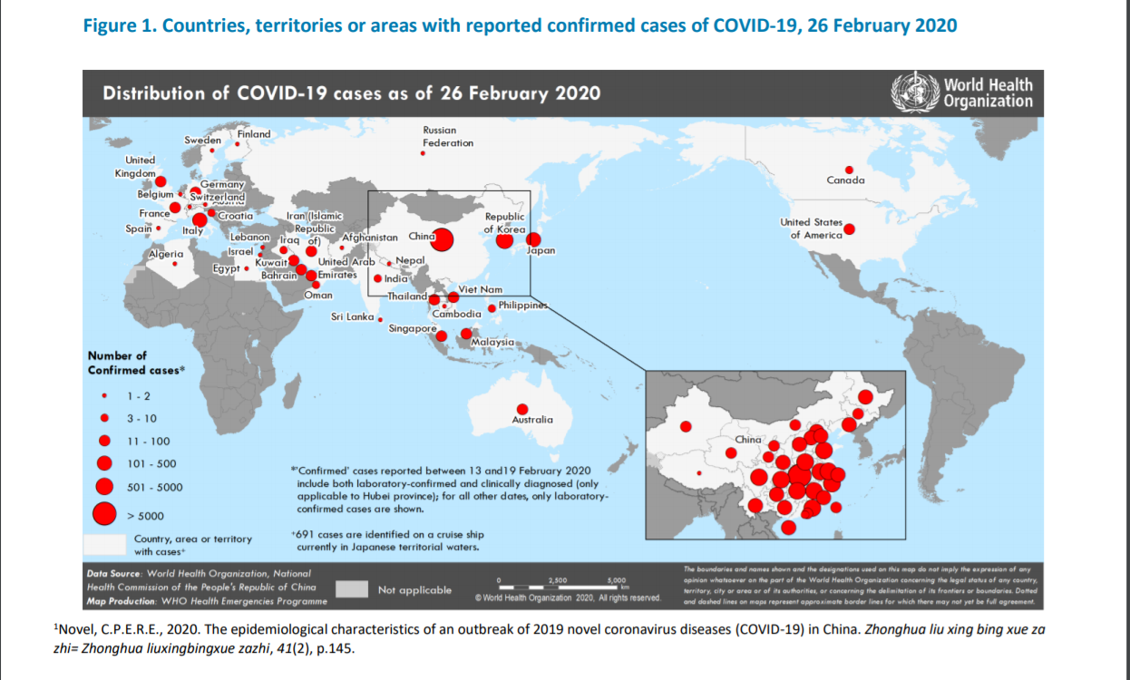 Báo cáo tình hình dịch virus nCoV ngày 26/02/2020 của tổ chức WHO