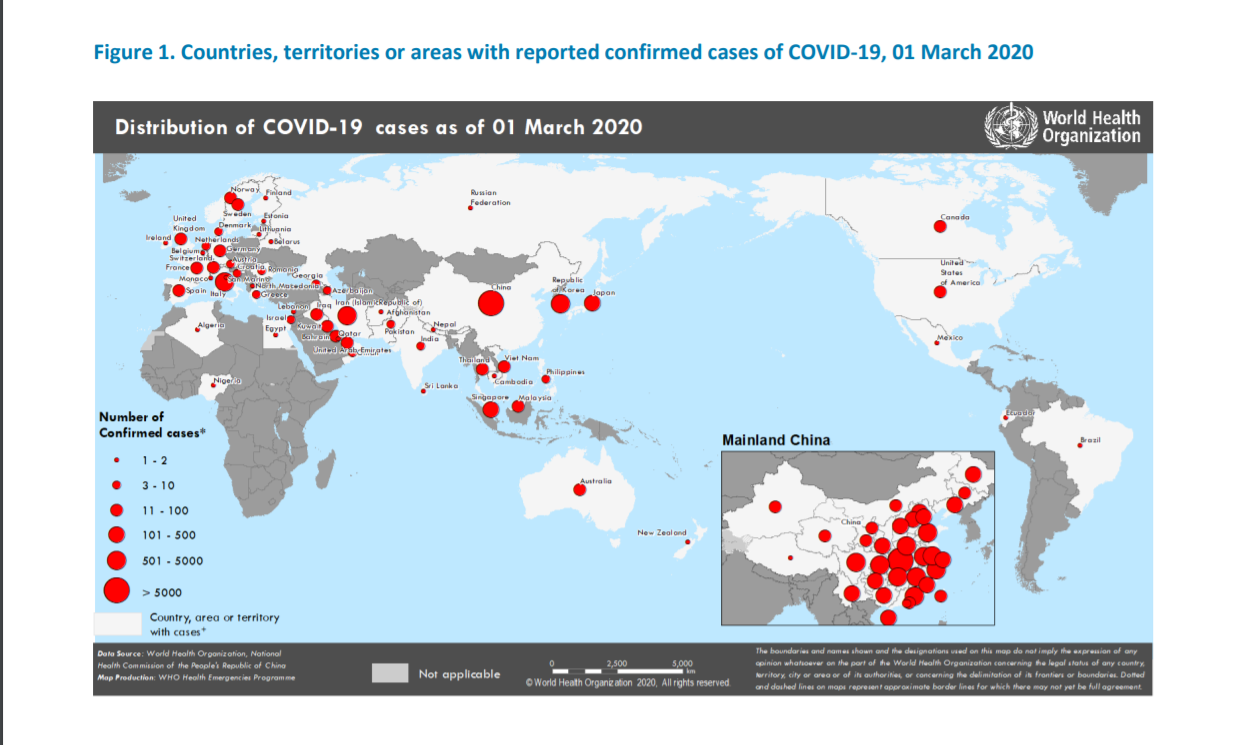 Báo cáo tình hình dịch virus nCoV ngày 02/03/2020 của tổ chức WHO